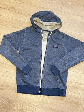 Patagonia Men’s P-6 Label French Terry Hoodie Full Zip Jacket Blue Sz. M